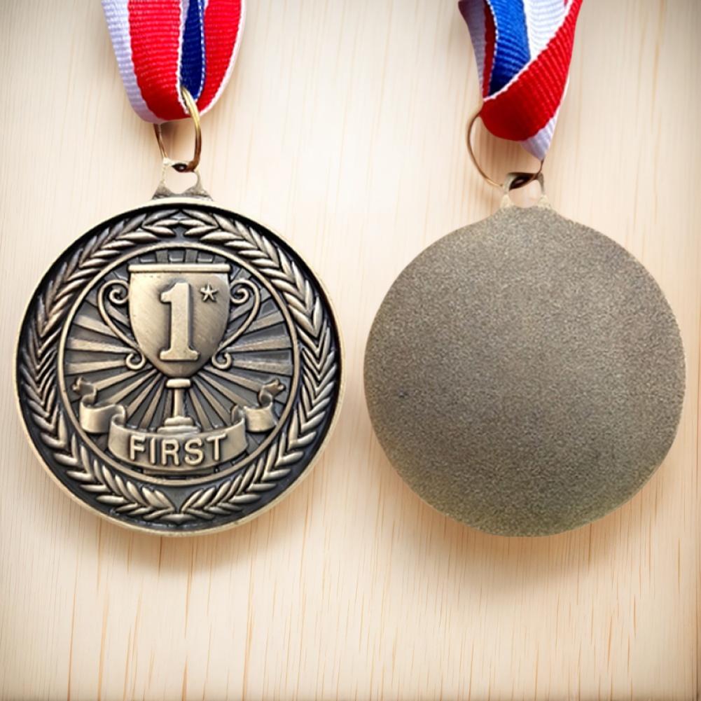 10Pcs Gold/Silver/Bronze Medal Award Medals with Neck Ribbon Sports Rewards Competition Prize Medals for Marathon Ball Games