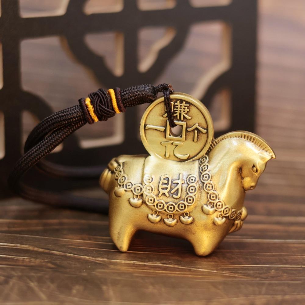 Cute Brass Horse Statue Vintage Style Lucky Horse Figurine Creative Lucky Ornament  Office Decor