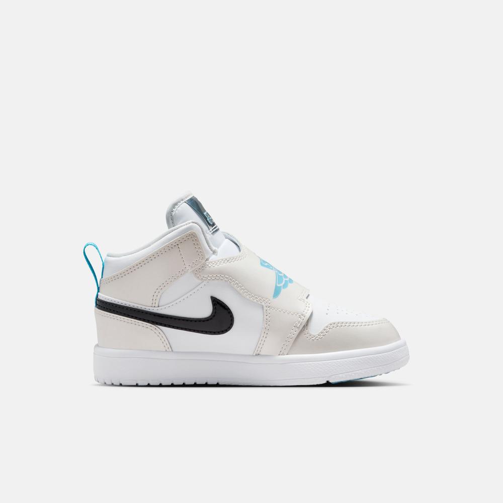 Jordan Sky Jordan 1 Fabric Mid top Children's Basketball Shoes Gray White Children Aged 3 7 Years Old HV4767-014