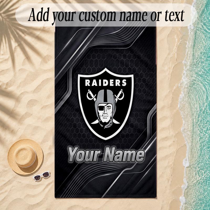 Beach TowelLas Vegas Raiders Custom Name Text Personalized Soft Towel for Beach Pool Indoor Home Decor Gift