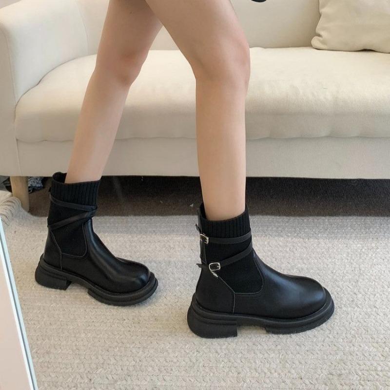 Short Women's Shoes Slim Socks Boots Thick-soled Martin Boots Women's New Autumn Versatile Small Ankle Boots