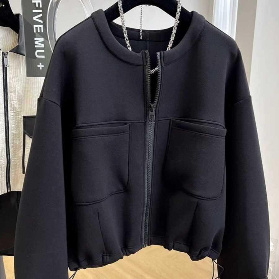 

Женская свободная худи-куртка в европейском стиле на осень 2XL чёрный