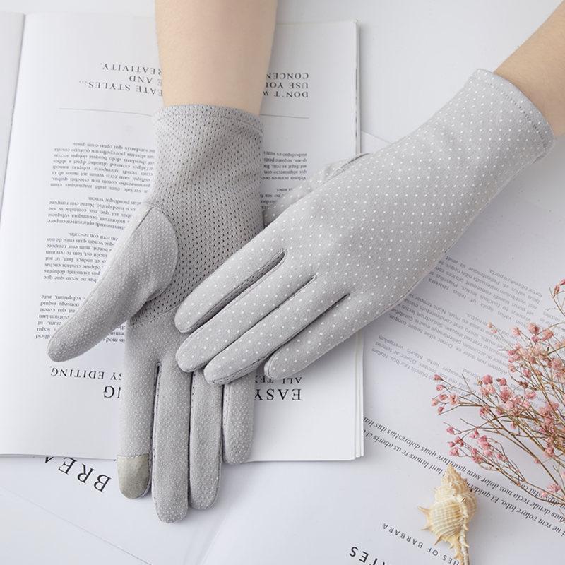 Gants Fins d'Été Antidérapants à Écran Tactile pour Femmes Courts en Coton Pur UV Élastiques Protection Solaire
