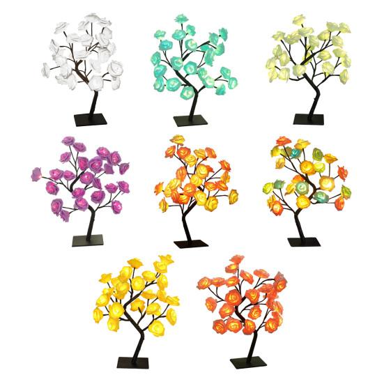 Rose Flower Tree Lamp USB Powered Artificial Bonsai Flower Night Light LED Rose Tree Table Lamp Mother's Day Valentine's Day Gifts for Mom Women Wife