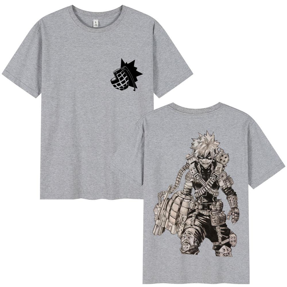 Anime My Hero Academia Katsuki Bakugo T Shirts Men's Harajuku Manga Summer T Shirt Oversized Cotton O-Neck T-shirt