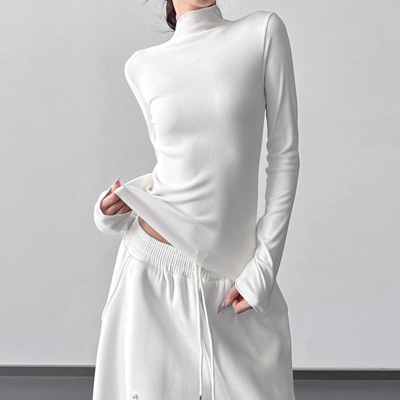 French Style Women's Luxury Knit Base Layer: 2025 Slim-Fit Long-Sleeve Top for Winter