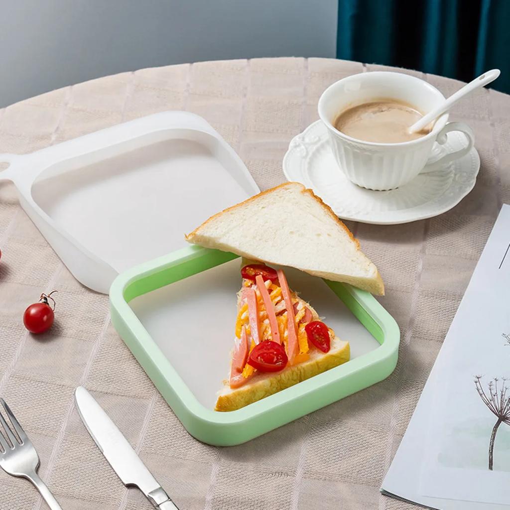 Heißes Grün Transparentes Silikon Sandwich Toast Lunchbox, Tragbare Outdoor Brotdose, Lunchbox für Studenten und Büro