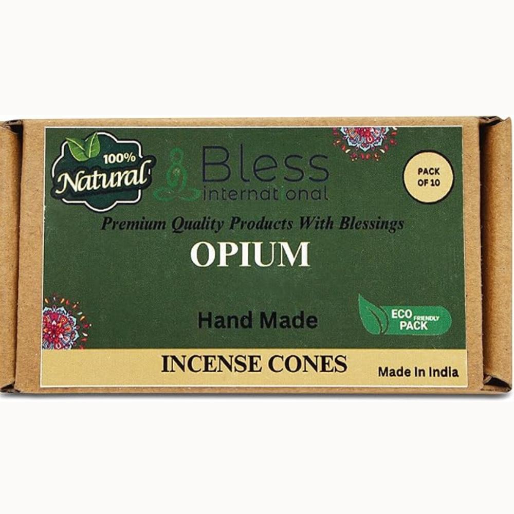 

BLESS INTERNATIONAL Opium 100%-натуральные-благовония-конусы ручной работы-обработанные вручную-органические-без-химии-для-очищения-релаксации-позитивности Pack Of 10 Cones