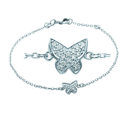 [K3861] - Silver Bracelet 'Butterfly' Silver White (rhodium-plated) - 8x7 Mm