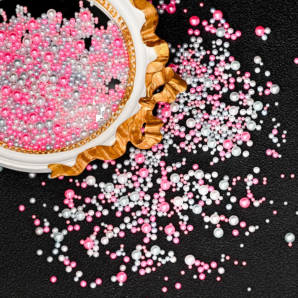 2.5-5mm Colorful Pearl Beads Round Nail Charms Pearl 3D Beads Ball Jewelry Rhinestones Nail Art Decoration Nail DIY Manicure 10g