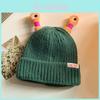 Cute Funny Dopamine Knit Hat Cartoon Frog Light-up Cap Women Winter Season Small Eyes Funny Wool Hat Green Blue Yellow