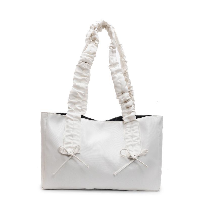 Korean version of fashion bow shoulder bag 2025 new large-capacity pleated tote bag slack foreign style handbag
