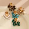 Colorful Stone Multi Pendant Tassel Bead Rings for Women Exaggerated Large Grunge Adjustable Finger Ring Geometric Jewelry Accessories Gift