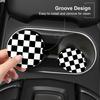Black Checkerboard Ceramic Car Coasters – Absorbent Car Cup Holder Coaster Set for Women & Men, Cool Aesthetic Car Accessories, 2 Pack