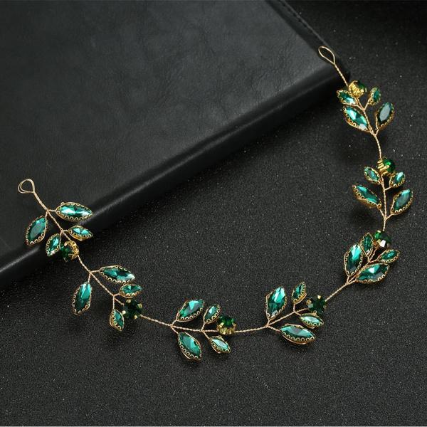 Handgemachtes Smaragd Marquise Brilliant Cut Kristall Haarband, Vintage Braut Haarranke Tiara Stirnband Hochzeit Haarschmuck