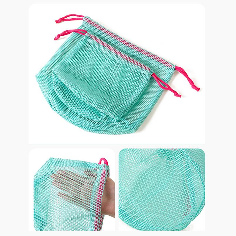 Bolsa de Almacenamiento de Malla de Nylon con Cordón Bolsa de Viaje Multiusos Para Productos Digitales Maquillaje Organizador de Cosméticos Exterior