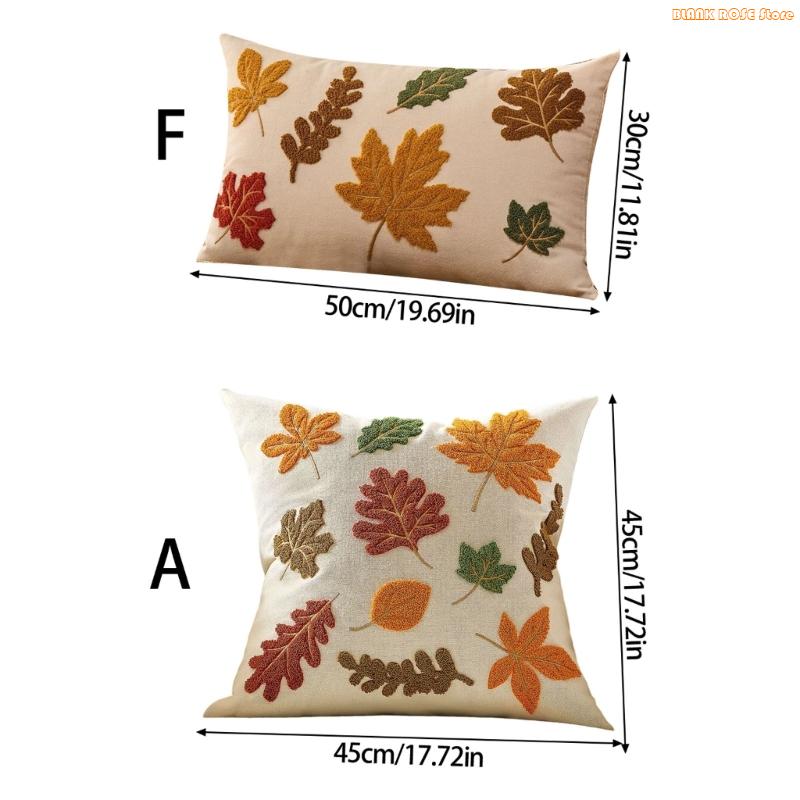 K1AE Fall Harvest Embroidered Cushion Cover Pillowcase With And Pumpkin Decorative