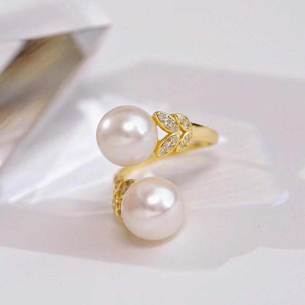 Sterling Silver S925 Double Pearl Ring Setting for 8-10mm Pearls - DIY Jewelry