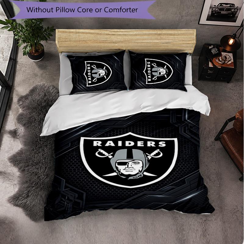 Set Biancheria da Letto 3 Pezzi in Microfibra con Motivo Las Vegas Raiders Decorazione Copripiumino per Camera da Letto Uso Domestico