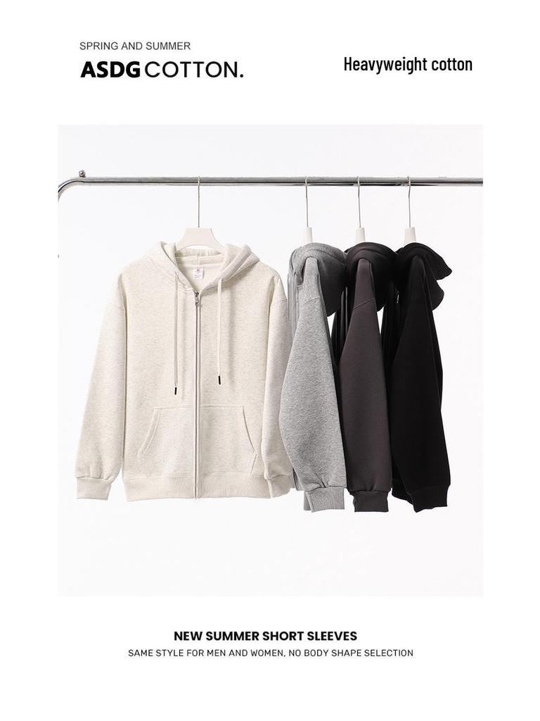 Unisex American Retro Oversize Heavyweight Zip-Up Hoodie with Plus Velvet, Loose Fit, Autumn/Winter Sportswear Cardigan.