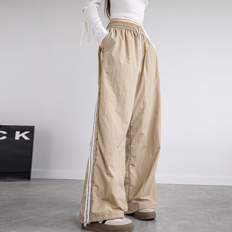 Retro Quick-drying Overalls Women's Summer Thin New High-waisted Candy-colored Casual Sports Wide-leg Pants