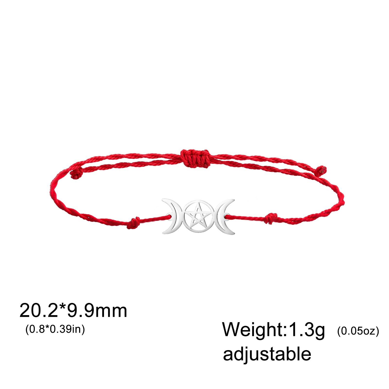 

LIKGREAT Triple Moon Goddess Bracelet for Women Men Wicca Pentagram Stainless Steel Jewelry Handmade Braided Rope String Amulet
