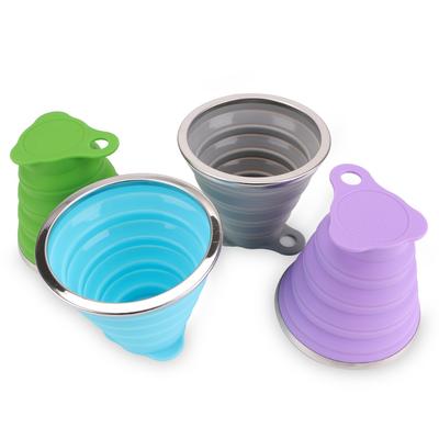 Vaso de Viaje 270ML Acero Inoxidable Silicona Retráctil Plegable Vasos Telescópicos Colapsables Tazas de Café Deporte al Aire Libre Vaso de Agua