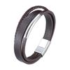 Men's Trendy Stainless Steel Multilayer Leather Magnetic Buckle Bracelet