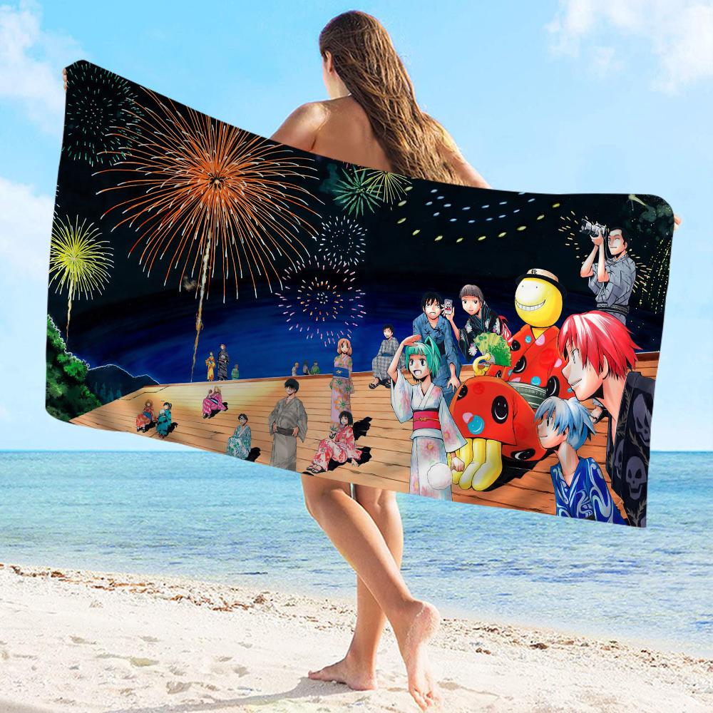 A-Assassination C-Classroom Bath Towel Microfiber Soft Water Absorbing Breathable For Girl Kids Decorative Cartoon Beach Towel