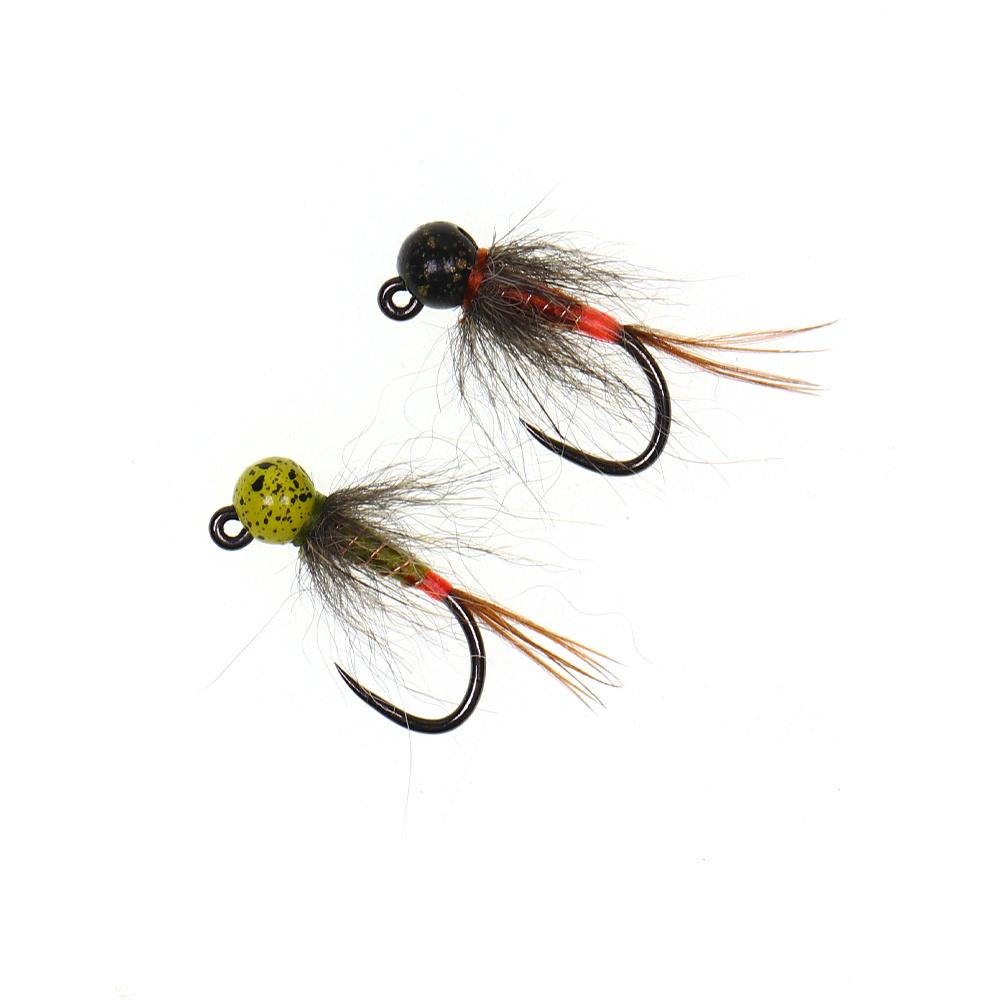6PCS Jig Tungsten Bead Head Nymph Euro Nymph Fast Sinking Barbless Hook Fly Fishing For Trout Grayling Panfish Insect Baits Lure