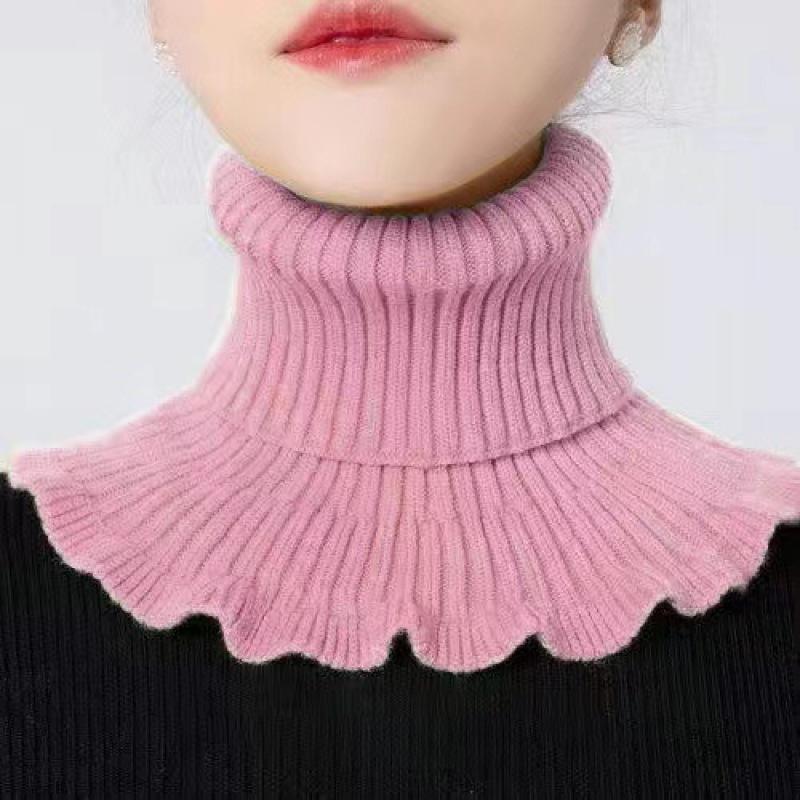 Fashion Women Scarf Unisex Warm Autumn Winter Soft Knitted Solid Color Fake Turtleneck Scarf Collar