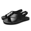 Fashion Vintage Style Summer Men's Sandals Genuine Leather Male Casual Shoes Outdoor Men Open-toe Beach Shoes Leisure Walk Roman Flats