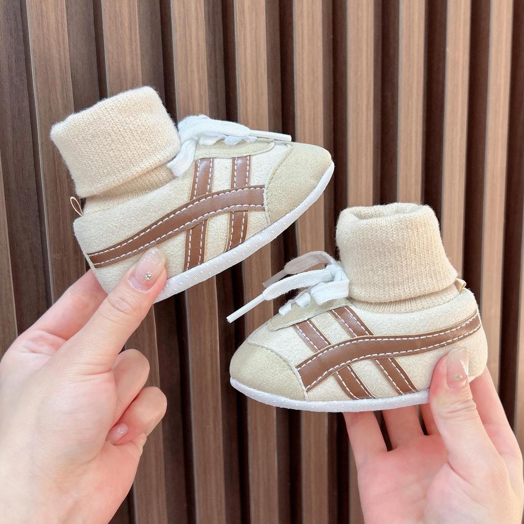 İlkbahar & Sonbahar Bebek Ayakkabıları: Kaymaz Yumuşak Tabanlı Ayakkabı-Çorap Kombinasyonu, Erkek ve Kız Çocukları İçin, 0-12 Ay