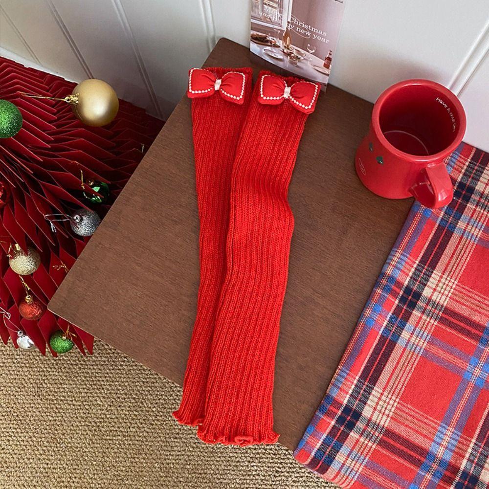 Harajuku Knitted Leg Cover Lolita Red Leg Socks Fashion Jk Leg Warmers  Streetwear