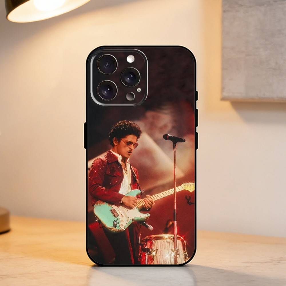 V-Vintage Pop S-Singer B-Bruno Mars    Phone Case For iPhone 17,16,15,14,13,12,11 Plus,Pro Max,XS,Soft Silicone Black Cover