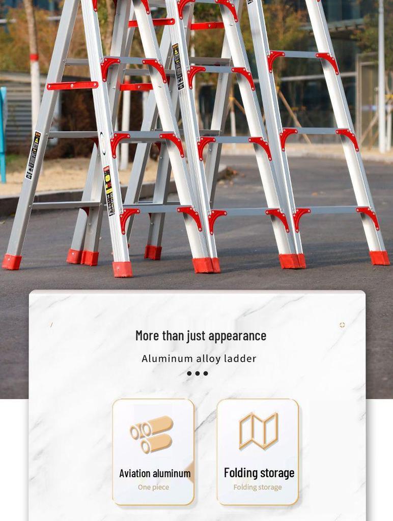 4m Aluminum Alloy A-Frame Ladder: Thickened, Non-Extendable, Foldable Household and Engineering Use
