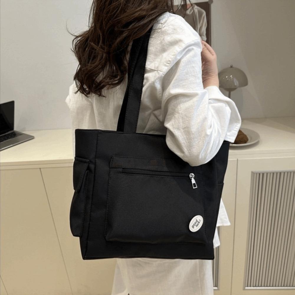 Light Weight Large Capacity Tote Bag Solid Color Student Handbag Trendy Women's Shoulder Bag  Girls