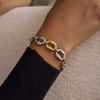 Yori Nieuwe Roestvrij Staal Geometrische Colorblock Armband Metalen Textuur 18K Goud PVD Gecoat Waterdichte Sieraden Cadeau 2025