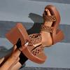 Fashion 2025 Women Open Toe Platform Elegant Slippers Summer Fashion Popular Comfort High Square Heel Casual Sandals Zapatos De Mujer