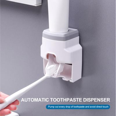 Automatische tandpasta dispenser met 2 tandenborstelhoudersleuven Set Handsfree Muurmontage