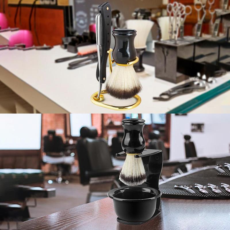 Metal Men Shaving Tool Holder Silver Compact Curved Shaving Brush Manual Razor Stand Holders Beard Clean Shaver