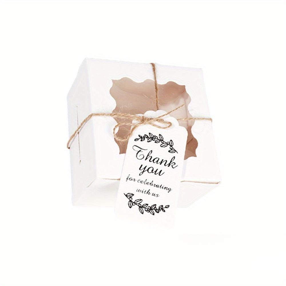 50pcs Kraft Paper Boxes with Window White Gift Box with Labels and Hemp Ropes Treat Boxes Party Favor Boxes Packaging Box for Soap Gift Wrap Boxes