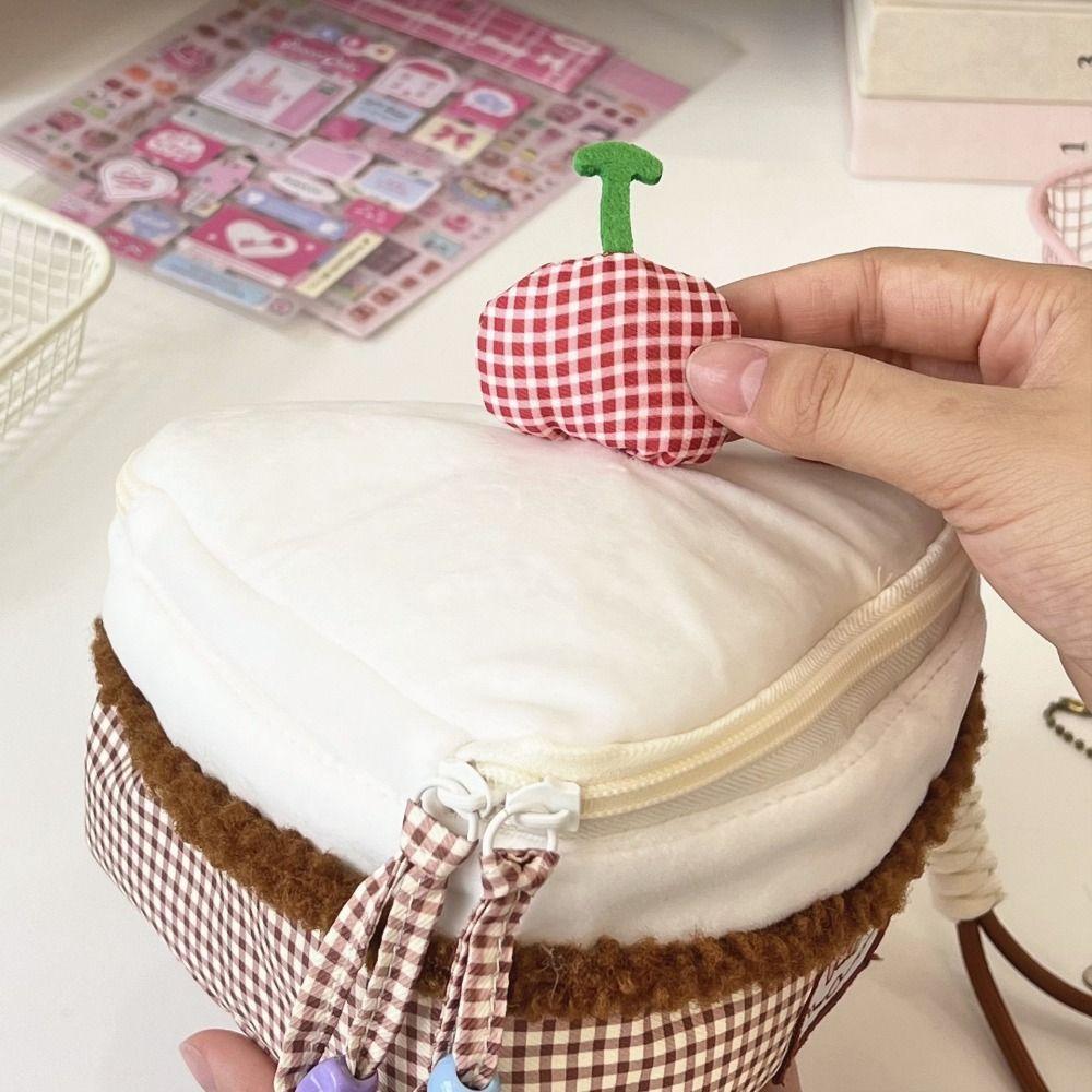 Multi-functional Cherry Makeup Bag Large-capacity Flip Design Cosmetic Pouch Triangular Cake Camera Bag Travel