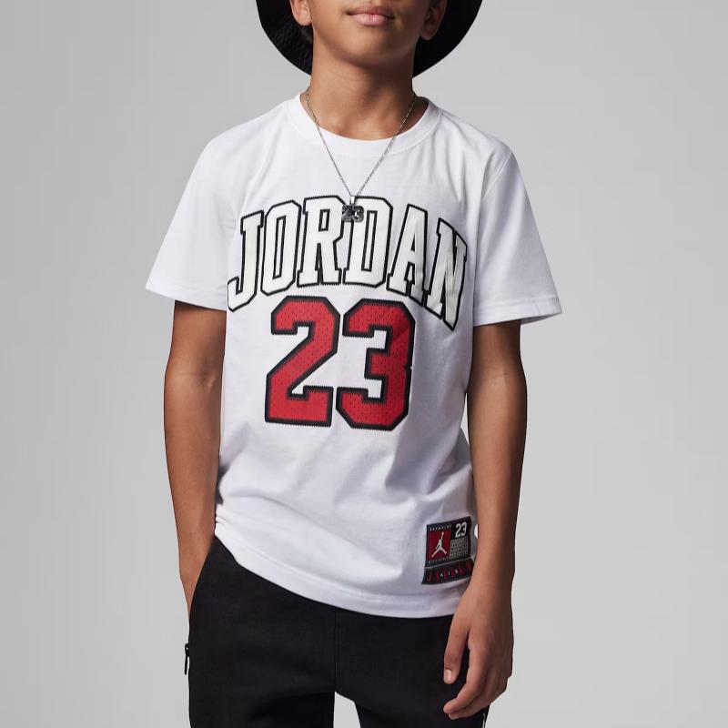 Jordan T-Shirt Letter Print Sports Casual Short Sleeve Kids Tops White DB7394-100