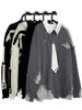 Men's Retro College-Style Layered Sweater: Loose, Contrast-Color Knit for Spring & Autumn.