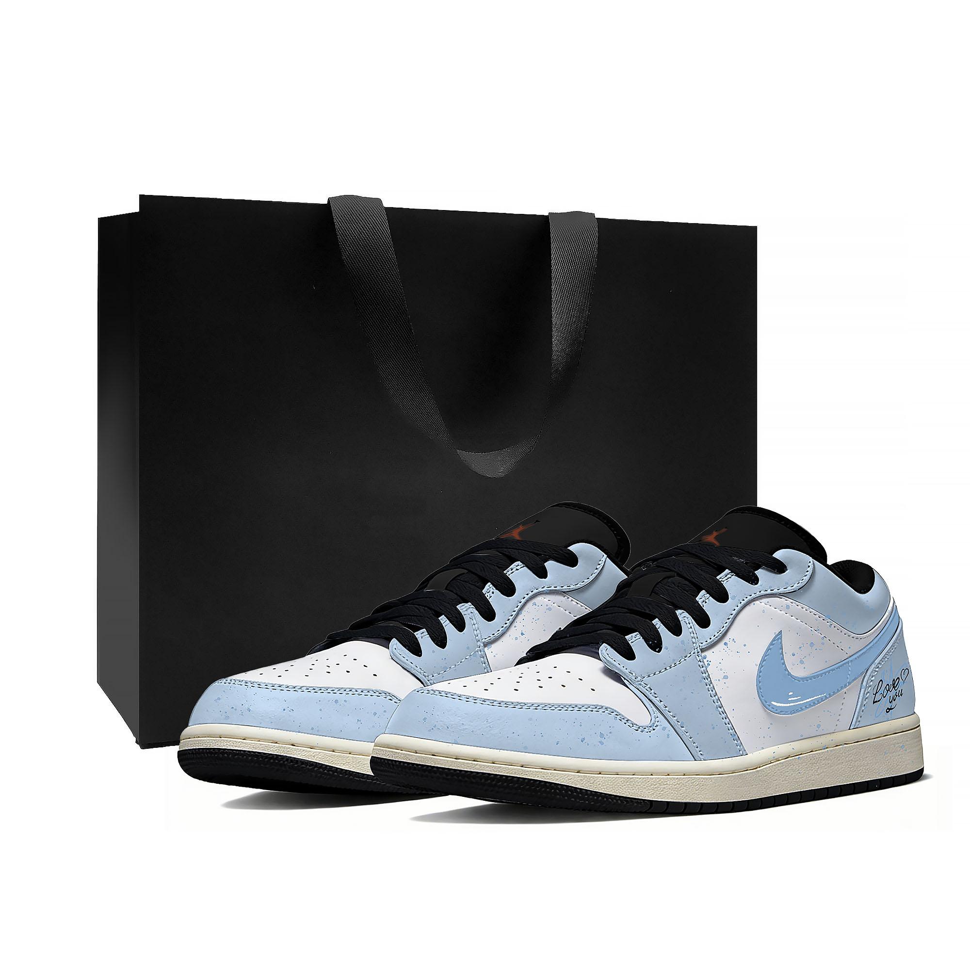 

Jordan Air Jordan 1 Slip Resistant Abrasion Resistant Low top Vintage Basketball Shoes Unisex White Blue 553558-081(Team661-) 43