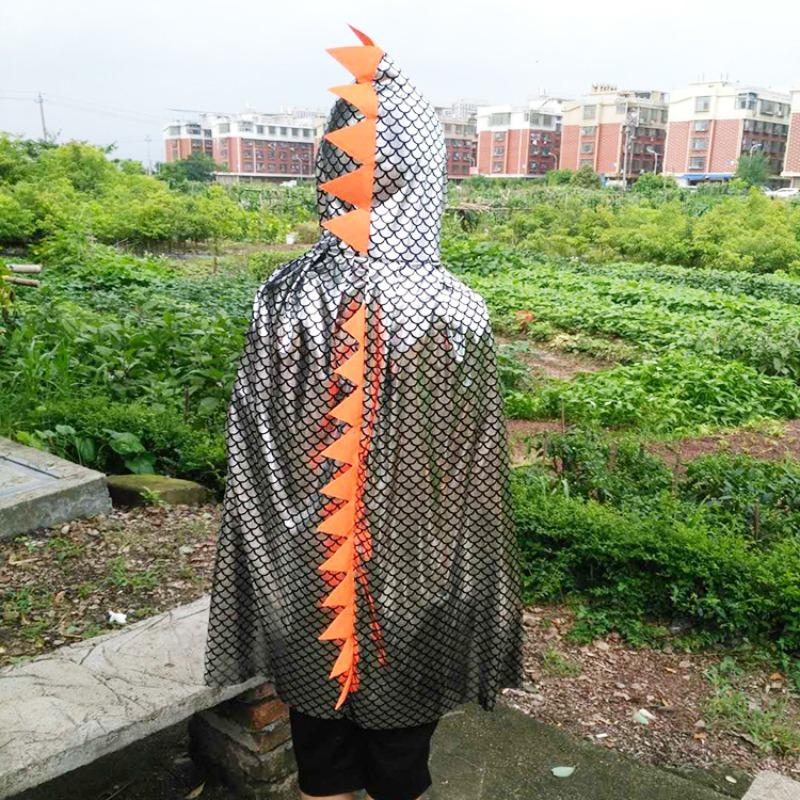 Halloween Cape Children Adult Dinosaur Cape Cape Cape Ball Show Dress Gold Silver Blue Hooded Dinosaur Cape