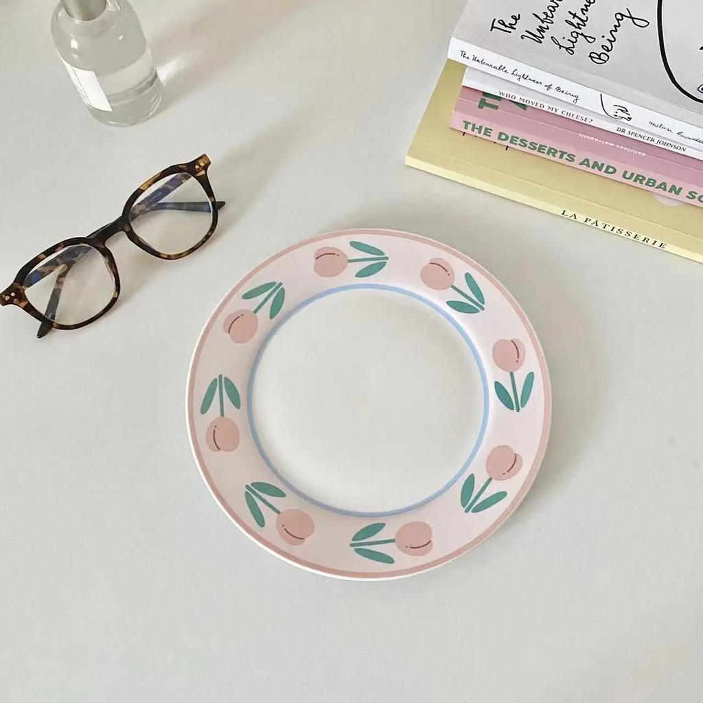 Cute Creative Porcelain Plate Korean Style Cartoon Household Tableware Breakfast Toast Plates Ceramic Kitchen Supplies 8inches