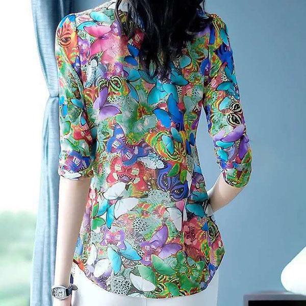 M-5XL Women's Spring and Summer Large Size Printing Tops Female Autumn Loose Casual Half Sleeve Blouses
