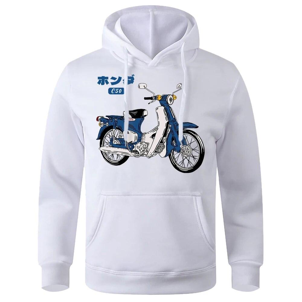 Classic Super Cub C50 Motorcyclesprint Unisex Hooded Soft Breathable Hoodies O-Neck Casual Hoodie Classic Harajuku Tracksuit Unisex